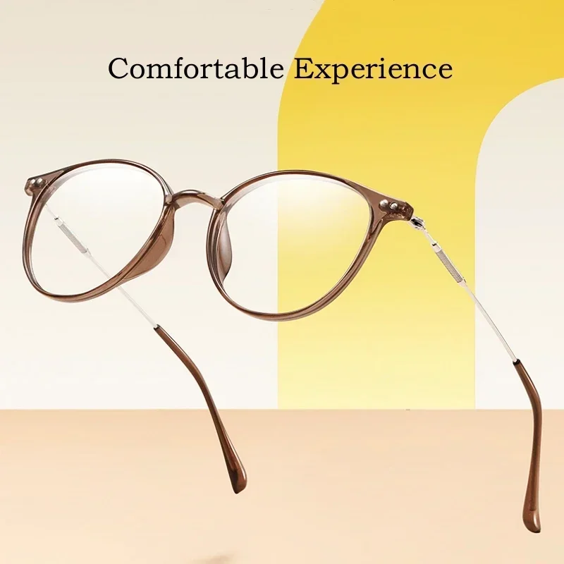 

Retro Round Optical Prescription Eyeglasses New Ultra-light Fashion Flexible TR90 Decorative Frame Men and Women 90045