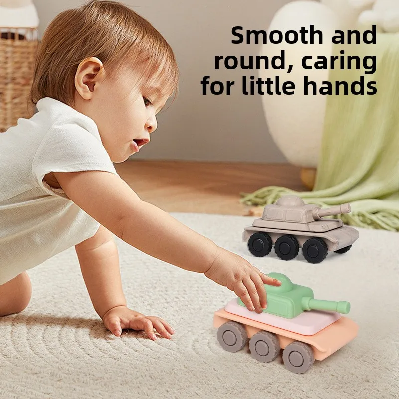 Silicone tank toy Jenga set - Easy assembly and disassembly, durable and smooth sliding. Children's silicone educational toy.