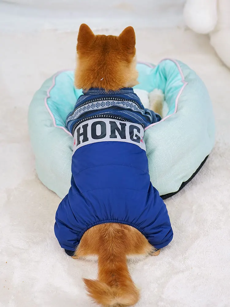 Knit High Neck Dog Sweater Jacket Winter Thick Pet Tracksuit Overall Pink Blue S XXL Down Outdoor Wear Pomeranian Shih Tzu Goods