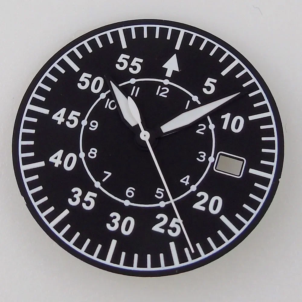 Nologo Pilot Watch Dial 33.5mm for NH35 NH36 ETA2824 PT5000 ST2130 Green Luminous Diver Field Watch Parts for Mod