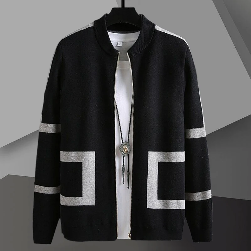 Fall Zipper Long Sleeve Slim Cardigan Men Sweter Korean Sweaters Coat Designer Autumn Fashion Knit Cardigan Jacket Men Sweaters