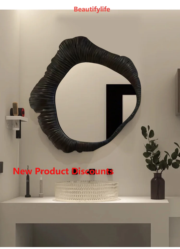 

French bathroom mirror irregular fireplace decoration B & B medieval art special-shaped washing mirror