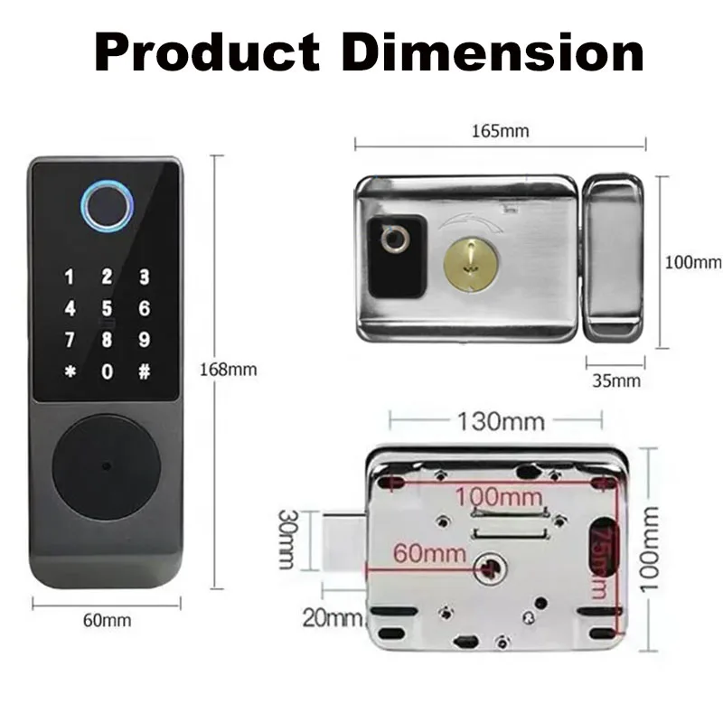 Exterior Front Door Lock Optional TTLOCK Bluetooth Cerradura Inteligente Waterproof Electronic RIM Lock