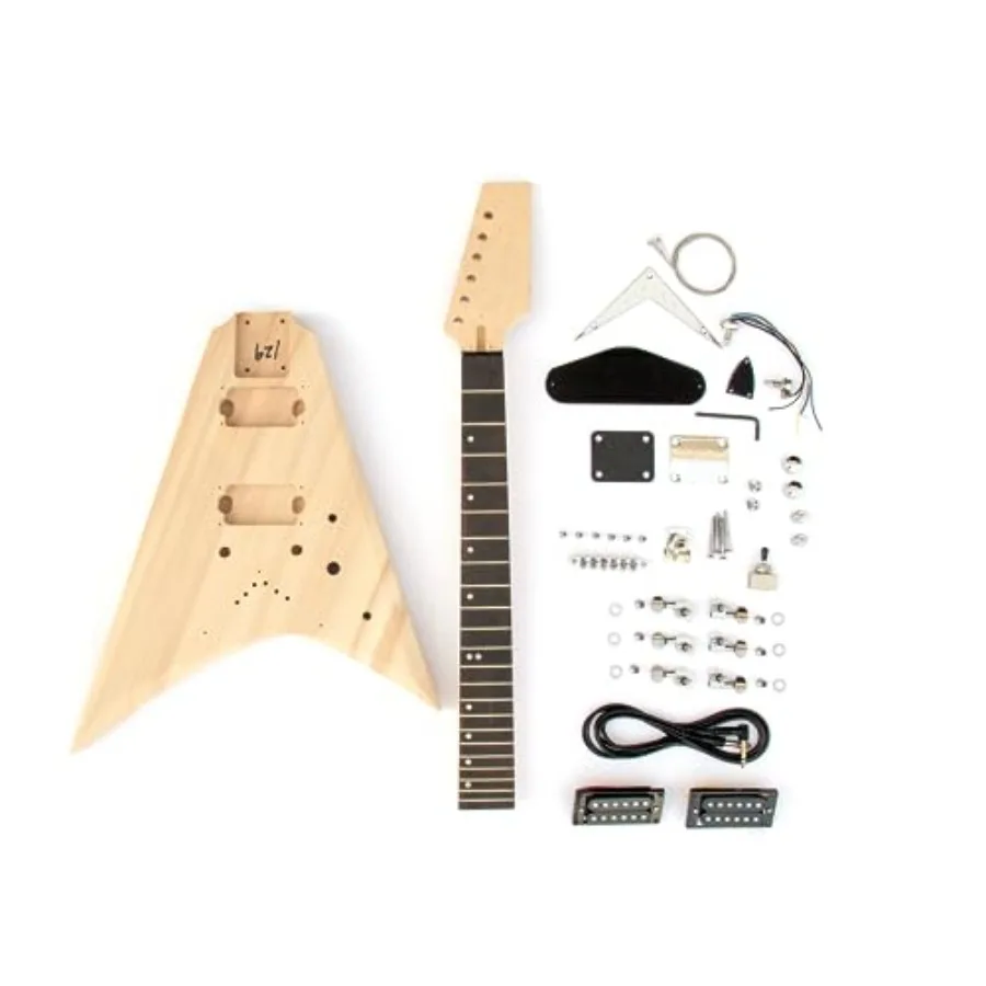 طراز V قم ببناء مجموعة الجيتار الخاصة بك لعشاق الموسيقى: أجهزة خشبية عالية الجودة قابلة للتخصيص للجسم والرقبة مثالية لـ P