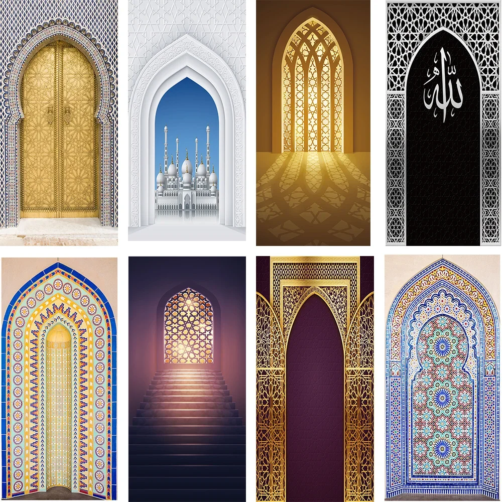 

Home Interior Door Stickers Muslim Architectural Style Vinyl Door Wallpaper Self Adhesive Papers and Posters Door Sticker