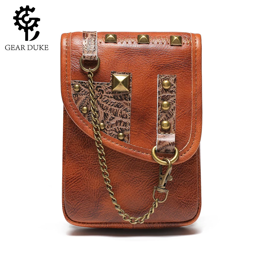 

European and American retro leather women's bag, top layer cowhide, mobile phone waist bag, women's crossbody small square bag