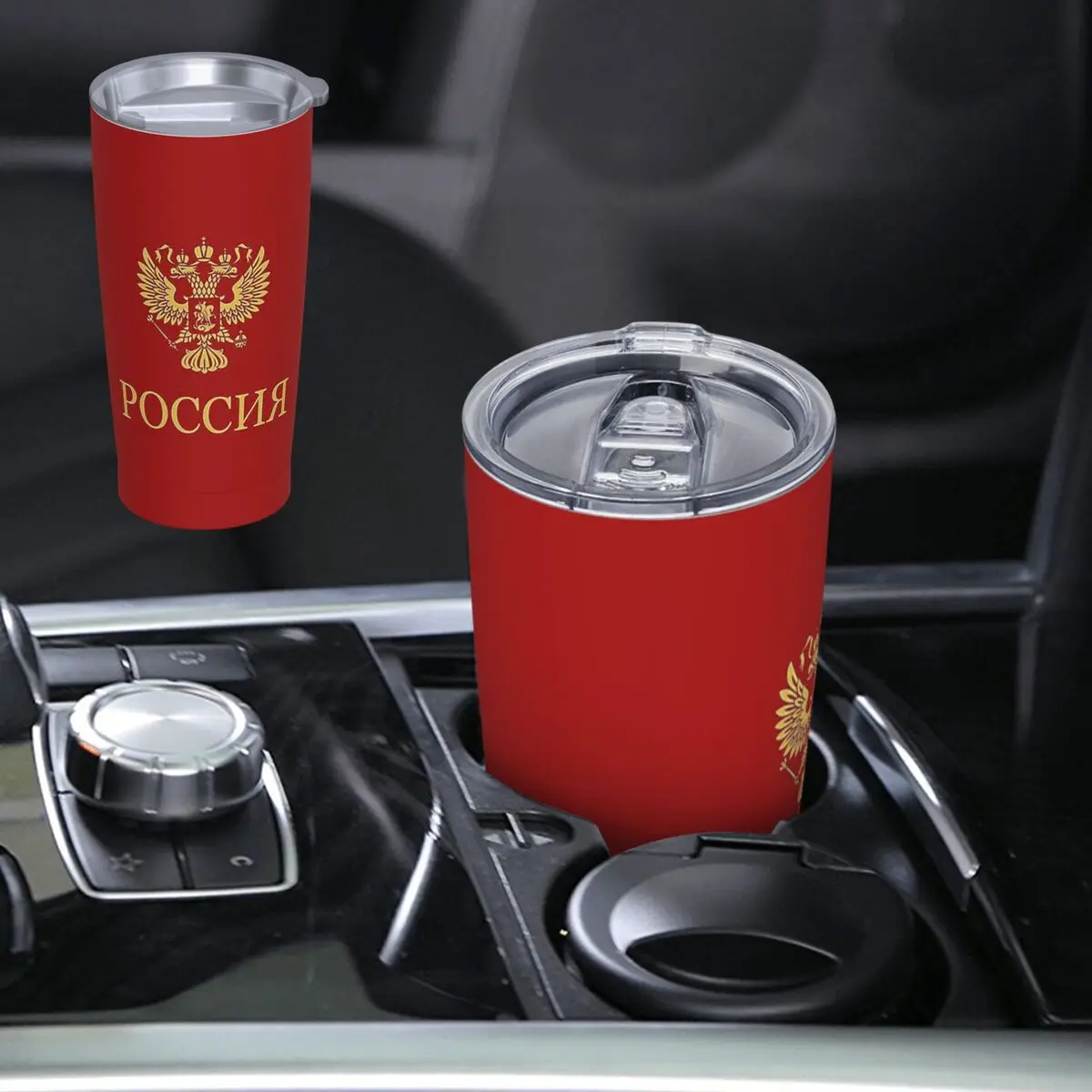Poccnr Russia Gold Stainless Steel Tumbler Vacuum Insulated Mug Thermal Cold Cup Straw With Lid 20oz