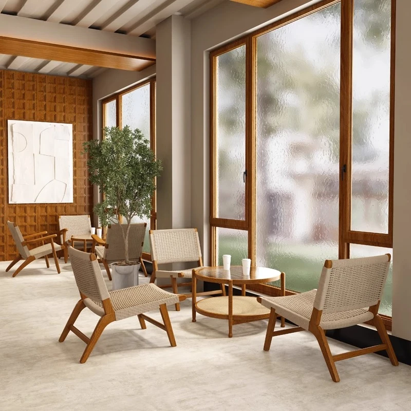 Wabi Sabi Wind Cafe كرسي الترفيه الخشبي الصلب مخبز كتاب بار منطقة الراحة التفاوض على طاولة وكرسي مزيج