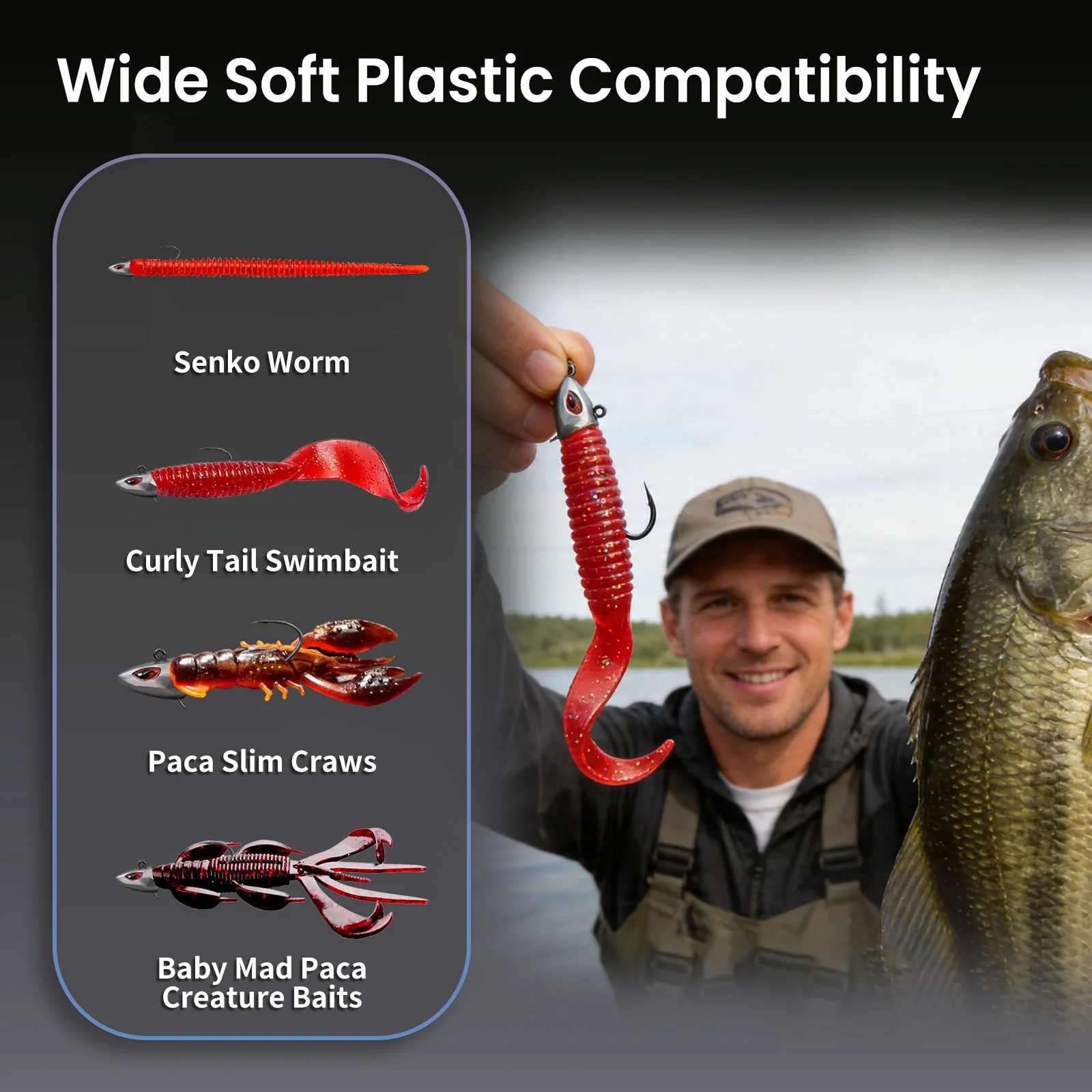 FishTrip Swimbait Jigköpfe 5 Stück Salzwasser-Jigköpfe zum Angeln mit 3D Roten Augen Hochkarbon-Stahl Jigköpfe für Barsch – Detail 6