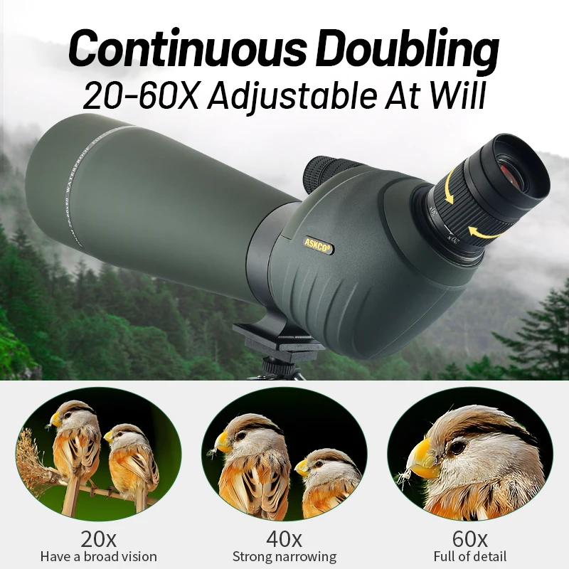 20-60x80 Zoom Spotting Scope HD Monocular High Magnification Waterproof Telescope W/Table Tripod For Birding Hunting Traveling