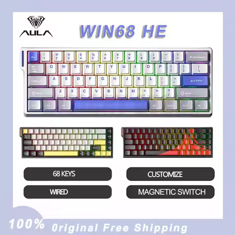 Aula Win68 HE Magnetic Switch MIni E-sports Gaming Keyboard 8k Wired Custom Hot Swap RGB Mechanical Keyboard for Pc Gamer Gift