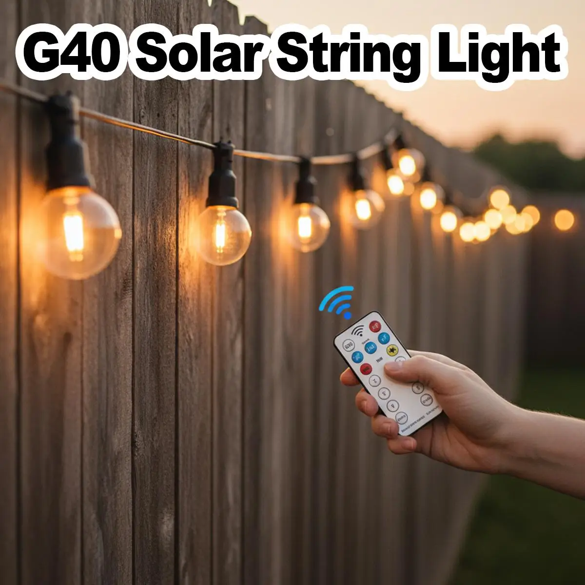 G40 Solar String Light Waterproof Outdoor LED Garden Patio Decoration Warm White USB Charger Remote Fairy Globe Bulbs Backyard