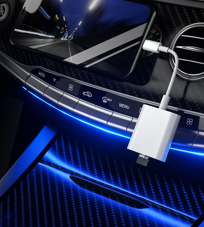 Leitor de Cartão OTG Tipo C 2 em 1 com Pen Drive USB para iPad, Tablet, Cartões SD e TF, Dispositivos Inteligentes