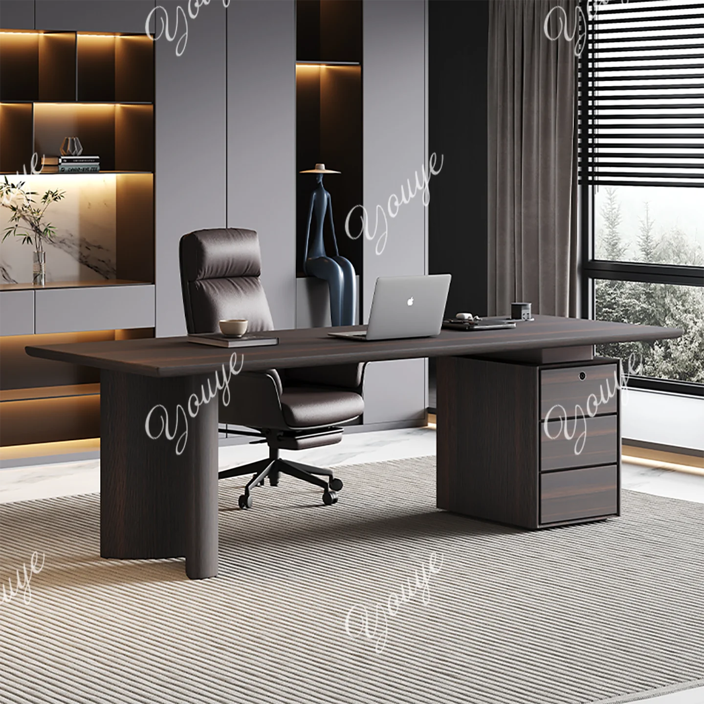 

Italian minimalist desk solid wood adult home light luxury study living room office computer desk desktop