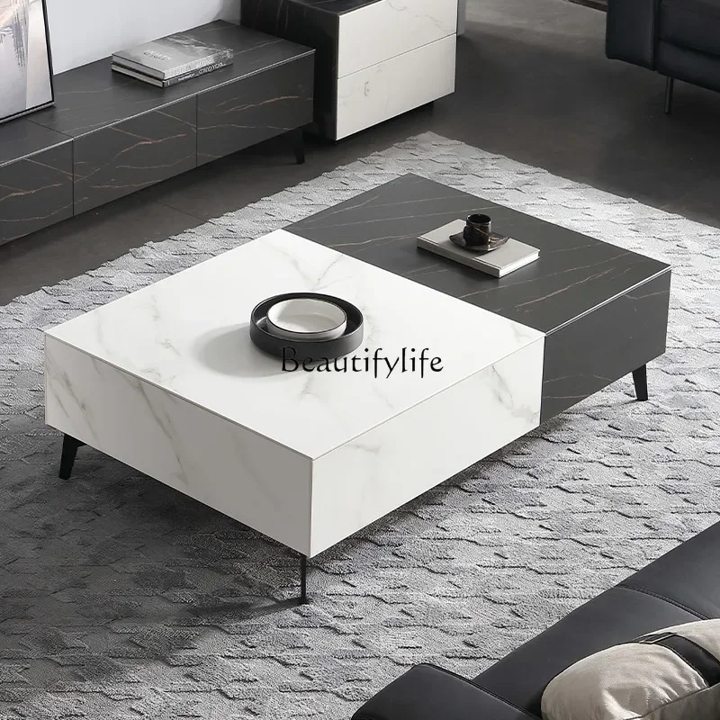 ls 42Imported rock slab coffee table TV cabinet Italian minimalist