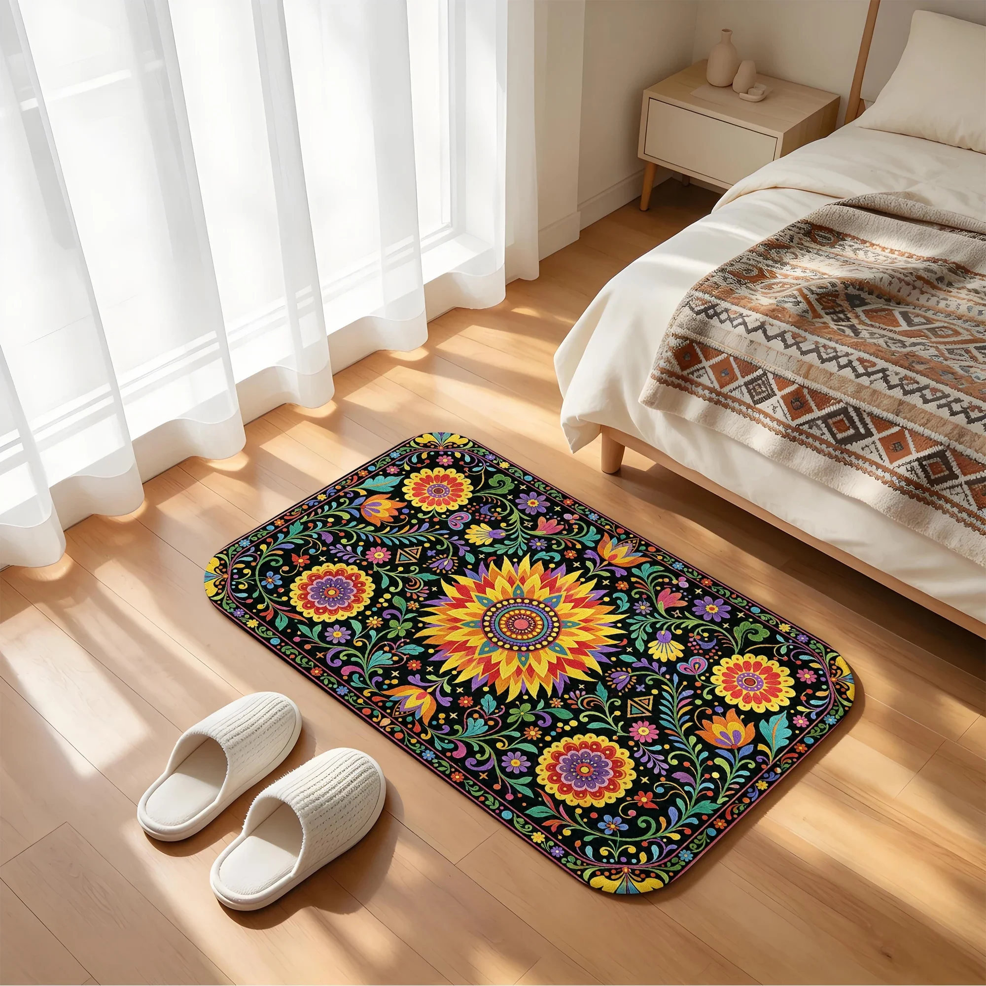 Bath mat anti slip absorbent bathroom carpet bathtub shower soft floor carpet Bohemian theme