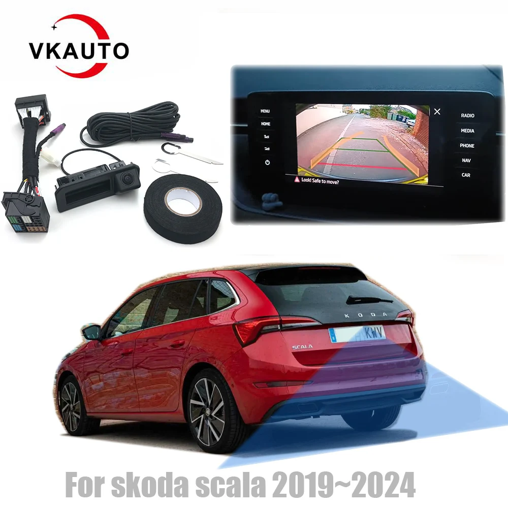 Vkauto dla Skoda Scala 2019 ~ 2024 Canbus dynamiczna kamera trajektorii kamera cofania praca z jednostką MIB3