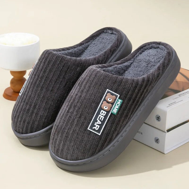 

Men's cotton slippers for warmth in autumn and winter, suitable for home use, with thick soles and anti slip, and warm feet