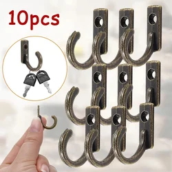 10 PCS Small Antique Hooks Wall Hanger Curved Buckle Horn Lock Clasp Hook for Wooden Jewelry Box Hardware Home Coats Hat Clothes