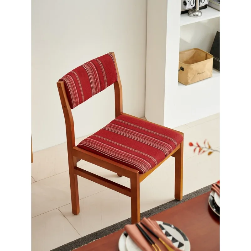 Home Single Backrest Casual Chair Nordic Solid Wood Medieval Retro Style Phuket Dining Table and Chairs Designer Homestay