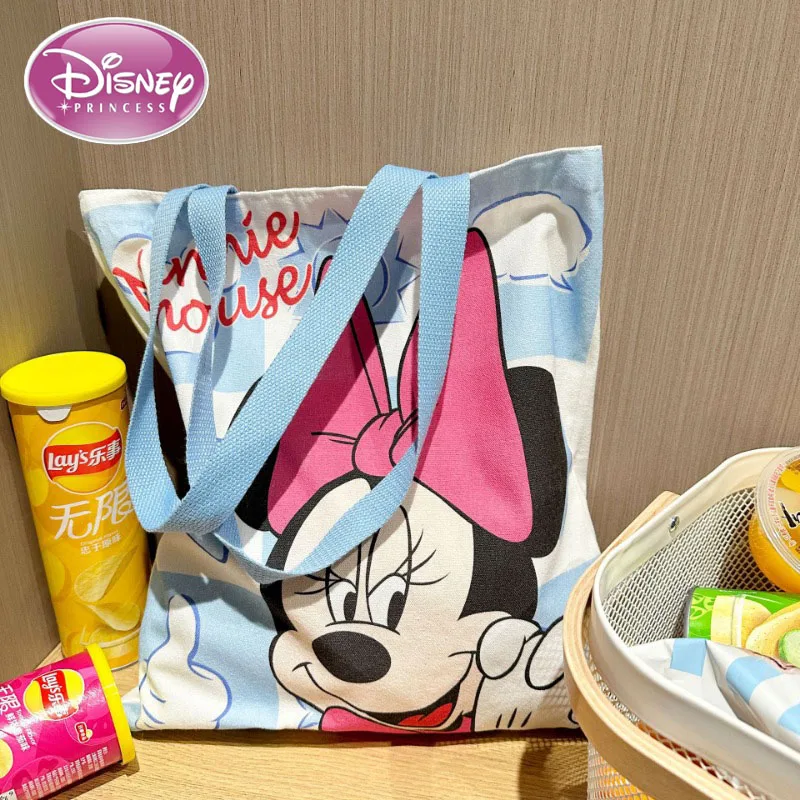 Disney Cartoon Mickey Casual Versatile Women\'s Large Capacity Canvas Shoulder Bag Versatile Simple Literary Shopping Handbag