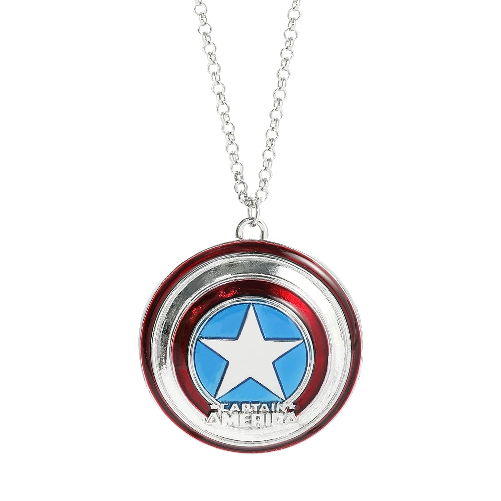 Marvel Superhero Captain America Shield Metal Necklace Men's Boys Cosplay Accessories Steve Rogers Round Shield Pendant Garnish