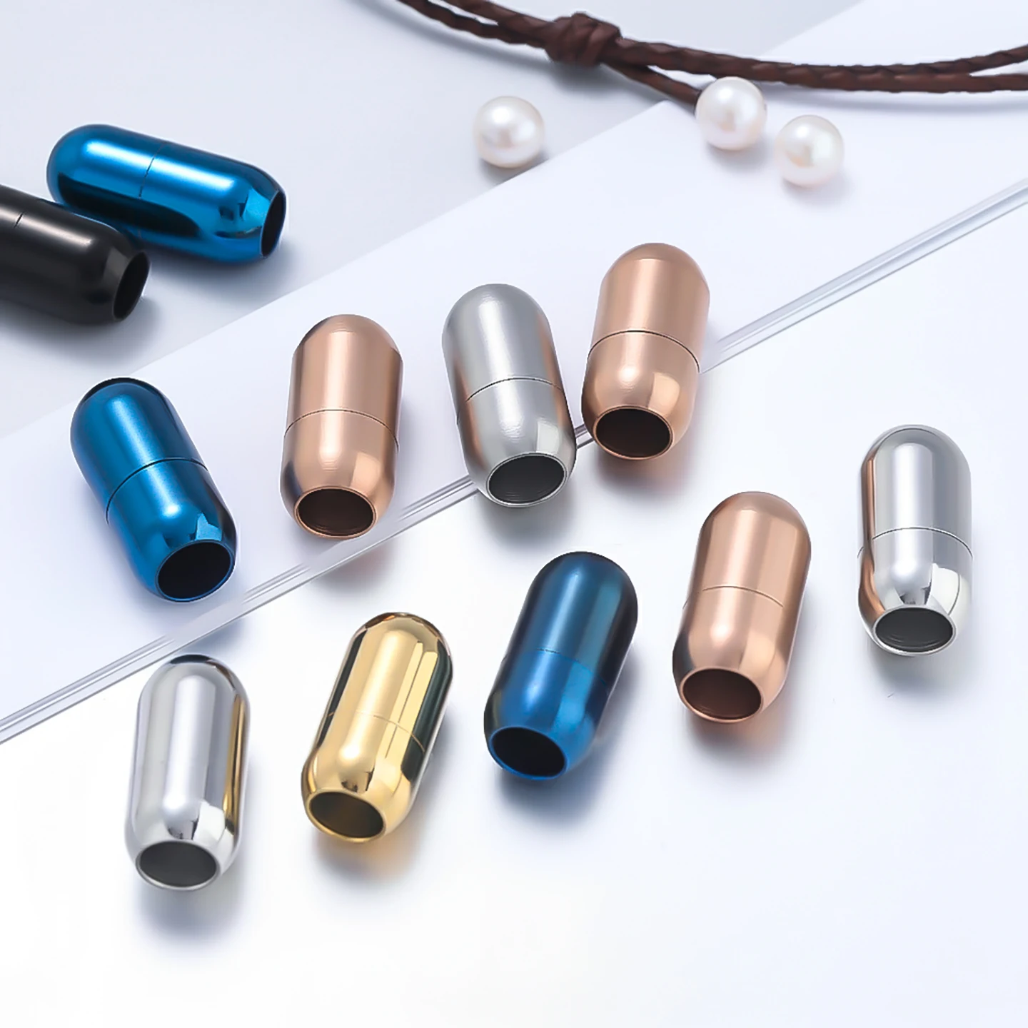 

1PCS Stainless Steel 3mm-8mm Magnetic Clasps Leather Cord Bracelet Magnet Lace Buckle Necklace DIY Jewelry Making Accessories