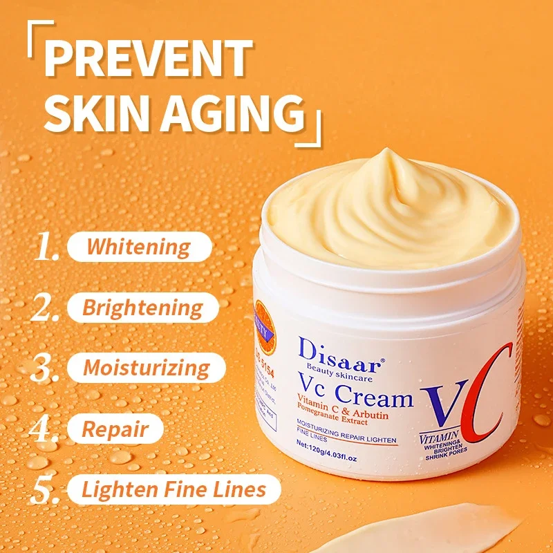 Vitamina C sbiancante lentiggini crema viso rimuovere Melasma macchie scure schiarire melanina Anti-età illuminare la cura della pelle coreana 120g