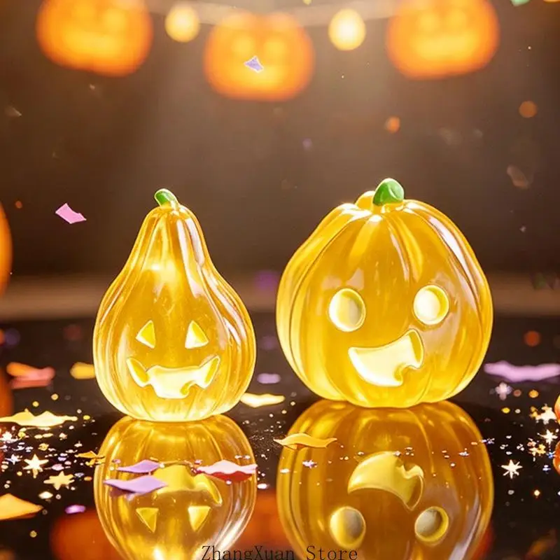 Halloween Pumpkin Figurines for Table Displays, Set of 8 Smooth Miniatures with Varied Pumpkin Look, a Light-Absorbing 3XUF