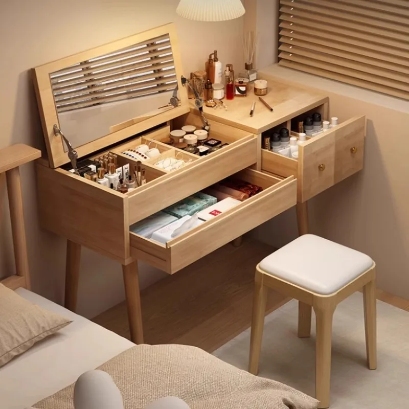 

Wood Dress Makeup Vanities Mirror Bedroom Room Small Modern Simple Luxury Cabinet Comfortable Tocador Maquillaje House Furniture