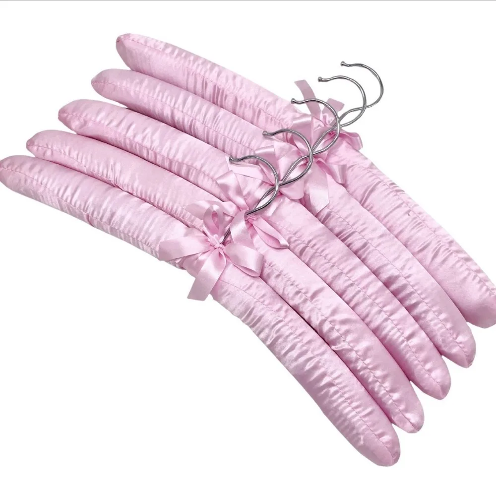 5PCS Soft Satin Padded Clothes Hanger Non-slip Wrinkle-resistant Satin Padded Display Hanger Traceless Shop Display Hangers