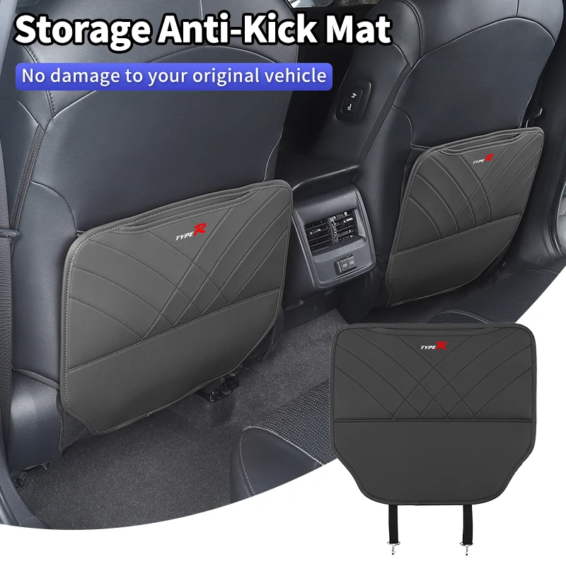 Car Seat Anti-Kick Pad Seatback Storage Bag Tools Organizer For Honda Type R Mugen Power Civic 4d 10th Gen 8th CRV City Accord H view 3