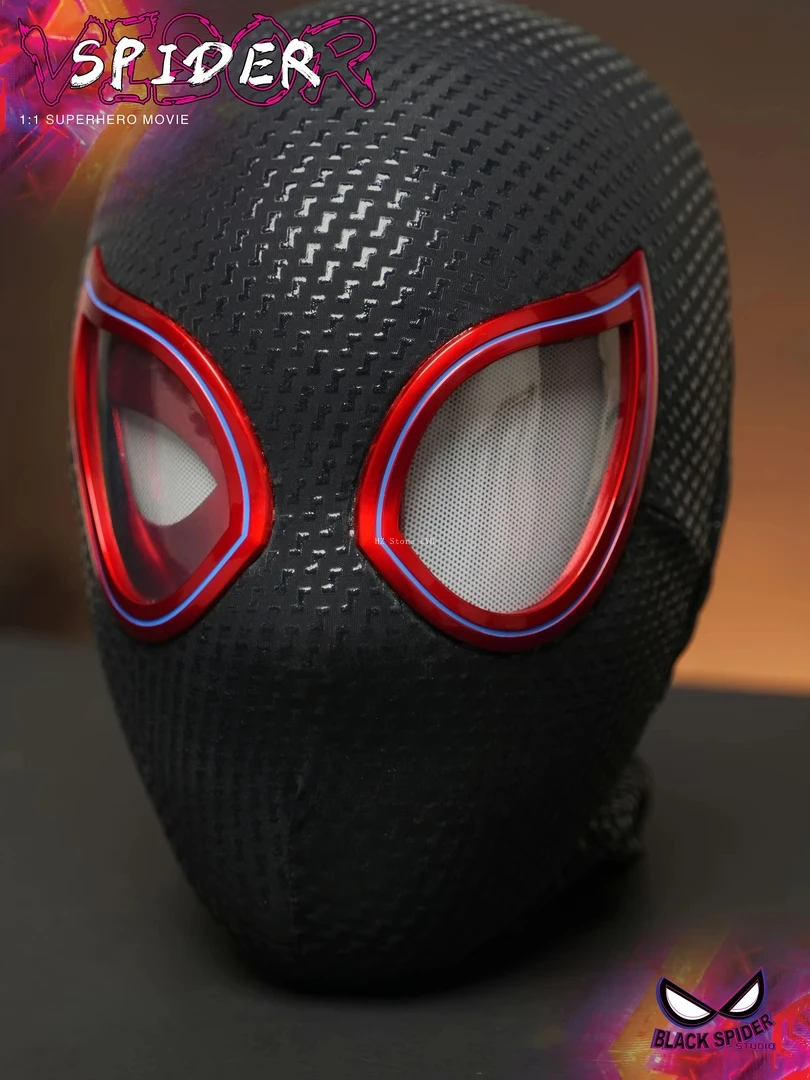1:1 Miles Morales Mask with Movable Eyes Mascara Electric Gwen Spider Helmet Ring Control Halloween Cosplay Mask Toy Man Gift