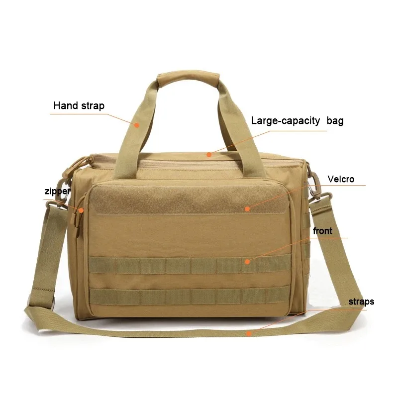 Multifunctional Tactical Range Bag Molle System Waterproof Gun Shooting Pistol Case Pack Hunting Accessories Tools Sling Bag