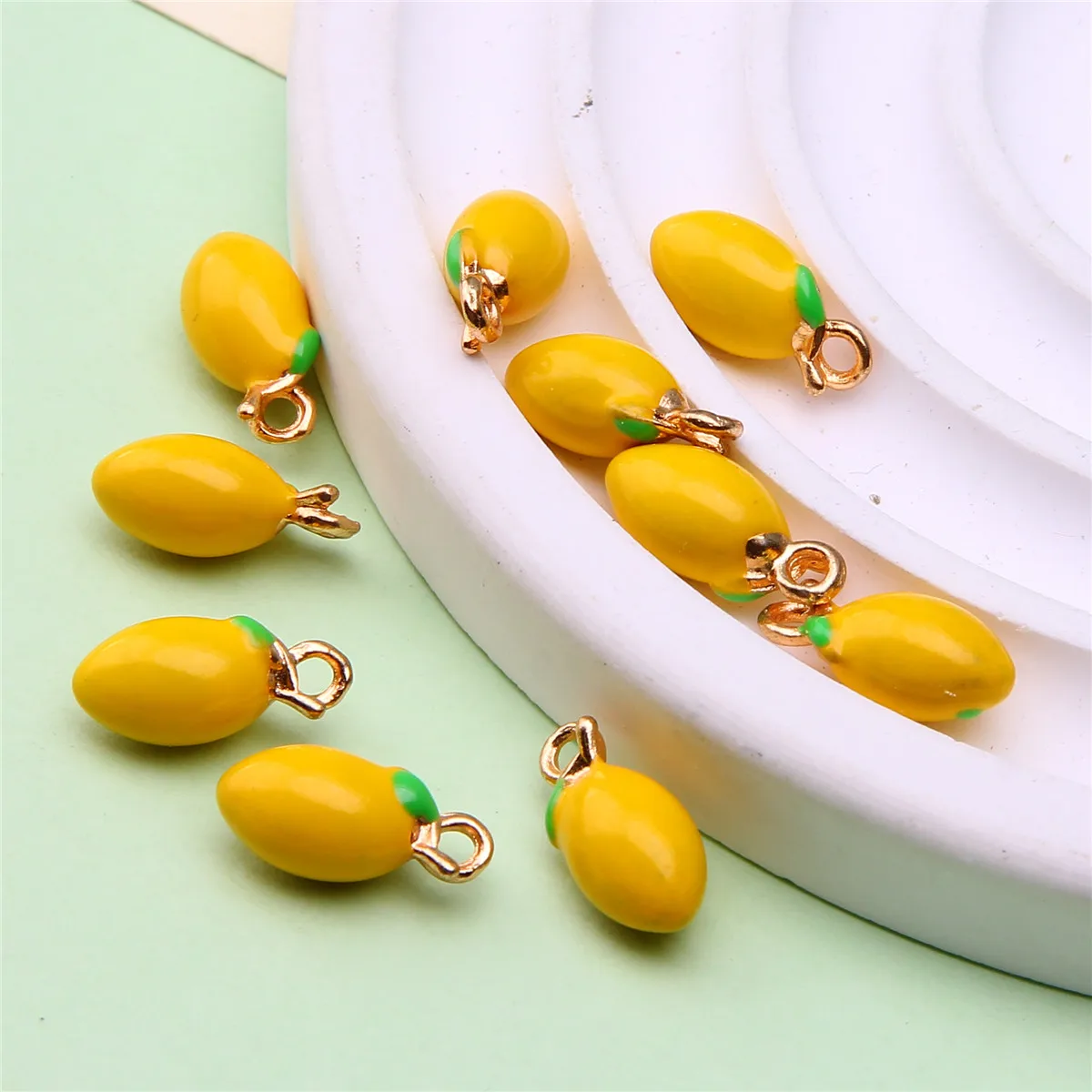 6pcs various fruit pendants dripping oil pendant charm kiwi cherry strawberry pineapple making bracelet necklace pendant jewelry