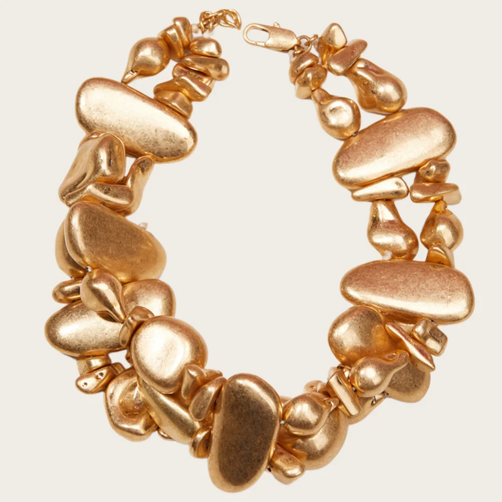 Retro Irregular Gold-plated Beaded Necklace In A Fashionable And Elegant Punk Style Women's Necklace Free Shipping