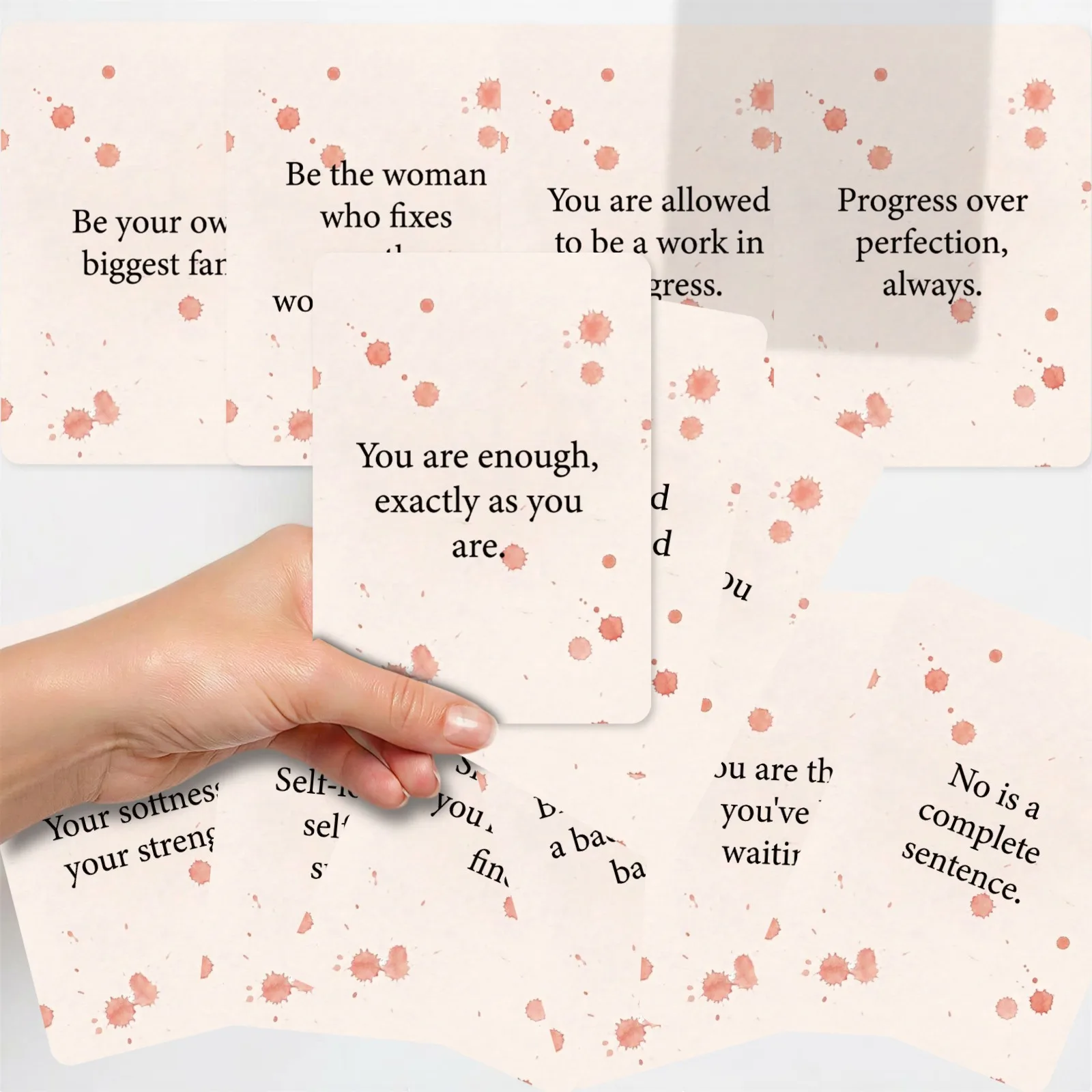 50Pcs Watercolor Ink Wash Self-Love Quote Cards Inspirational Affirmation Cards Women Growth Healing Self-Encouragement Cards