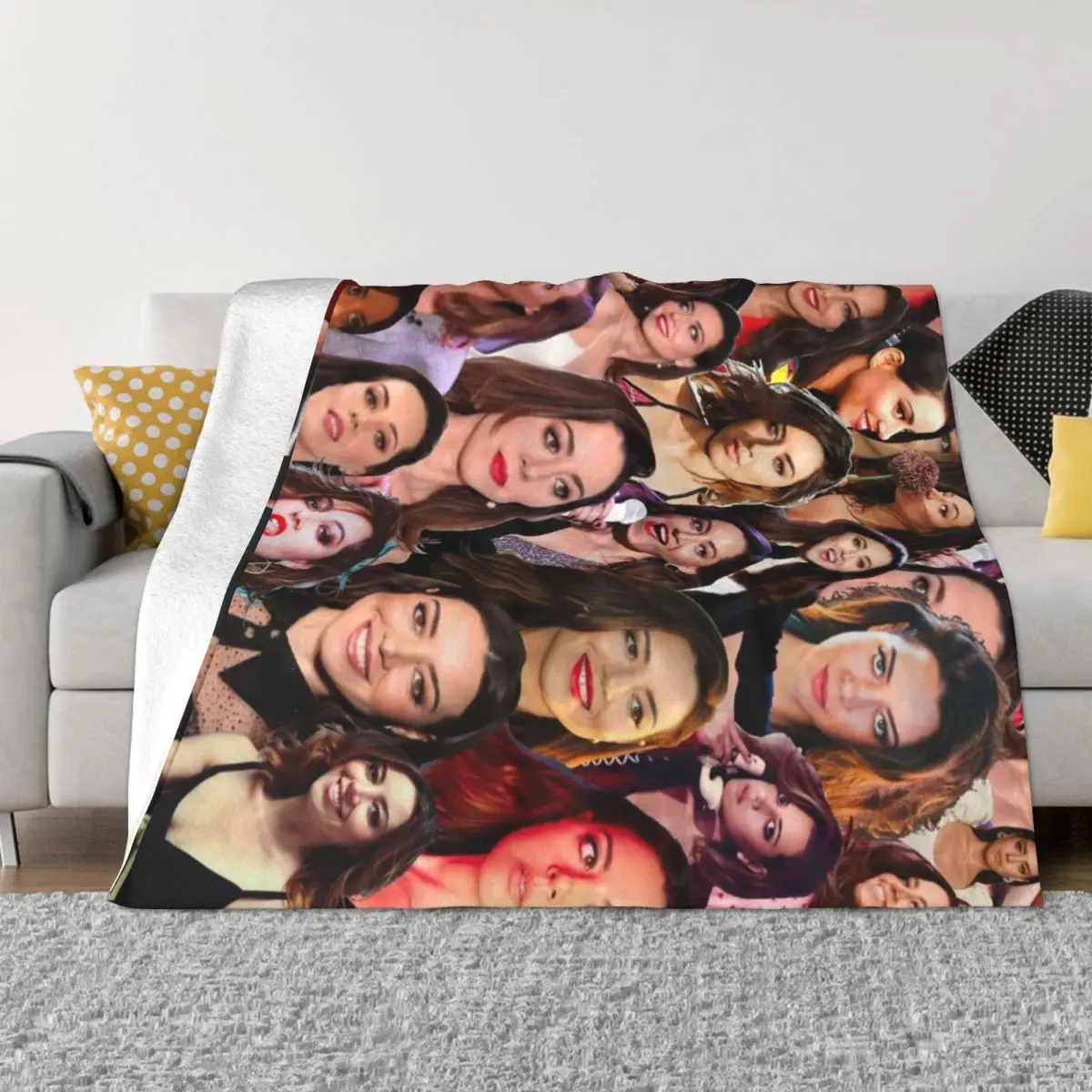 Aubrey Plaza Photo Collage Throw Blanket funny gift Bed covers