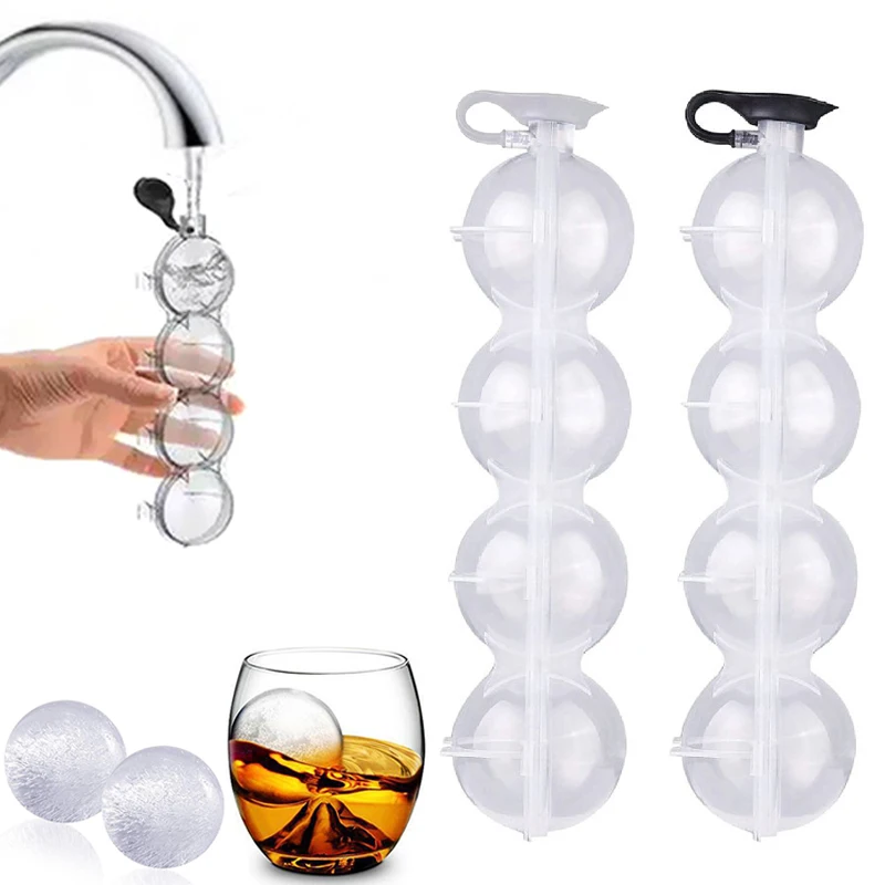 4 Hole Ice Cube Makers Round Ice Hockey Mold Whisky Cocktail Vodka Ball Ice Mould Bar Party Ice Box Ice Cream Maker Kitchen Tool