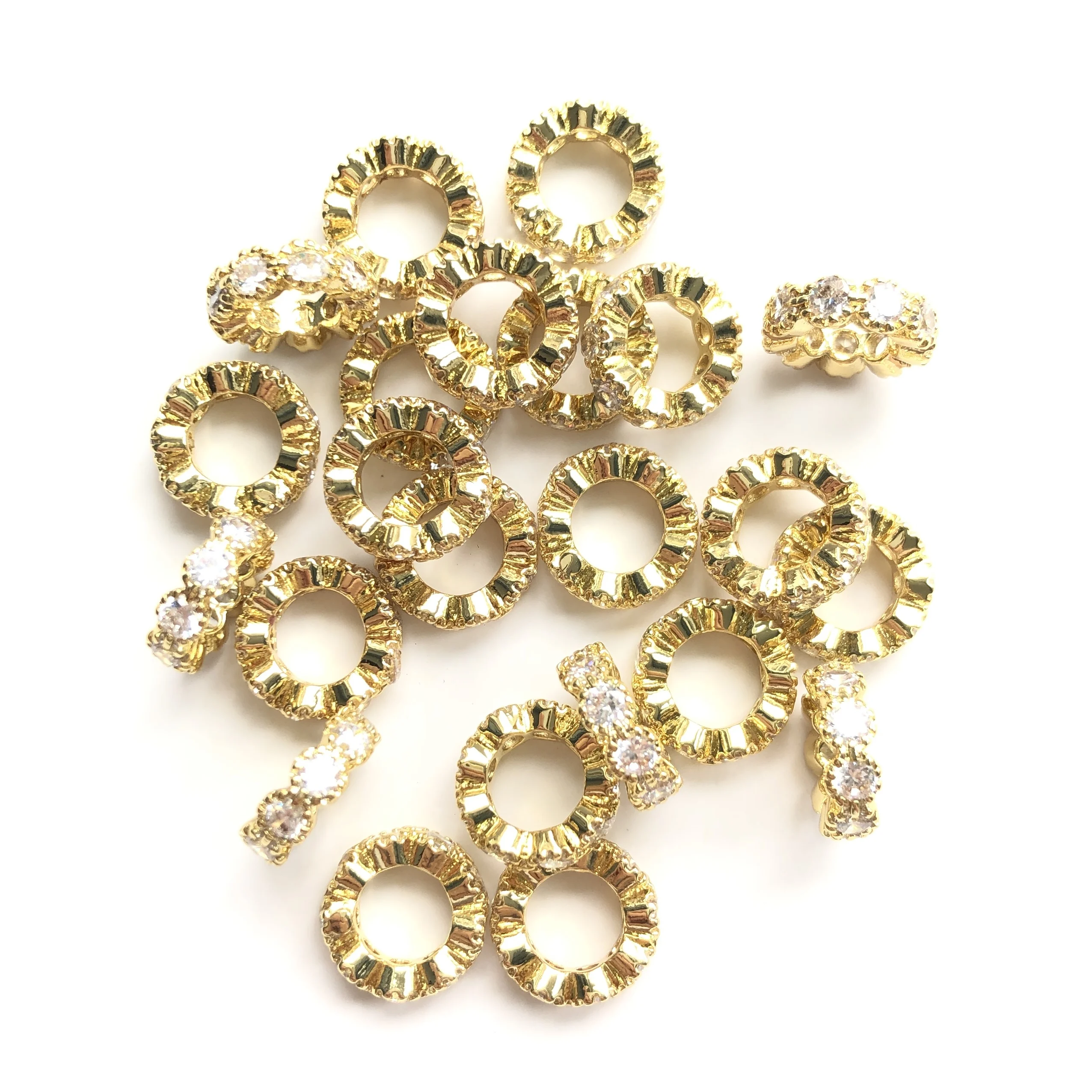 20pcs/Lot 8mm 10mm Wheel Spacer Beads for Women Jewelry Bracelet Making Zirconia Micro Pave Necklace Earring DIY Accessories
