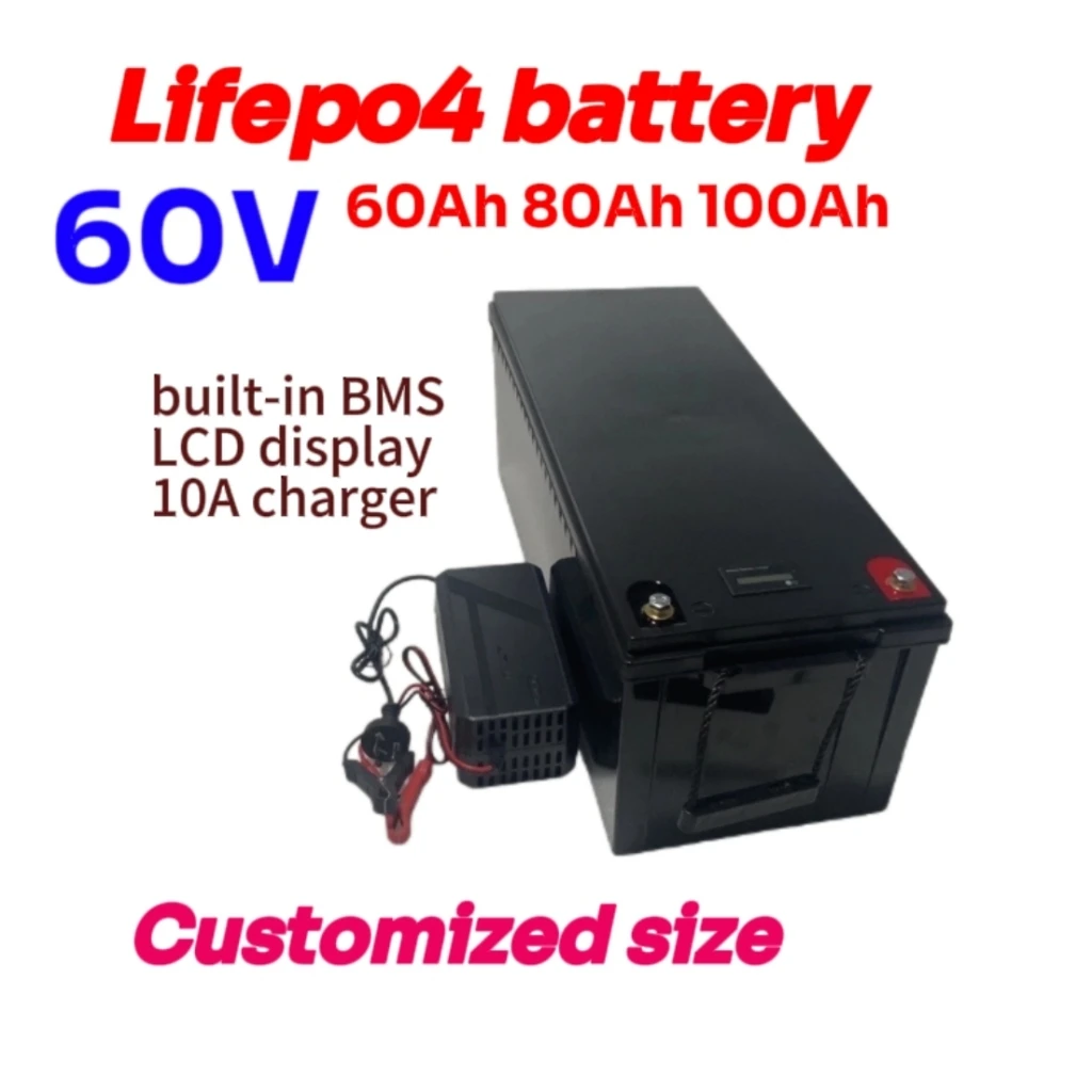 

XS LiFepo4 batetry lithium60V 80Ah 100Ah для мотоцикла 6000 Вт, скутера, электрического рикша, замена свинцово-кислота + зарядное устройство 10A