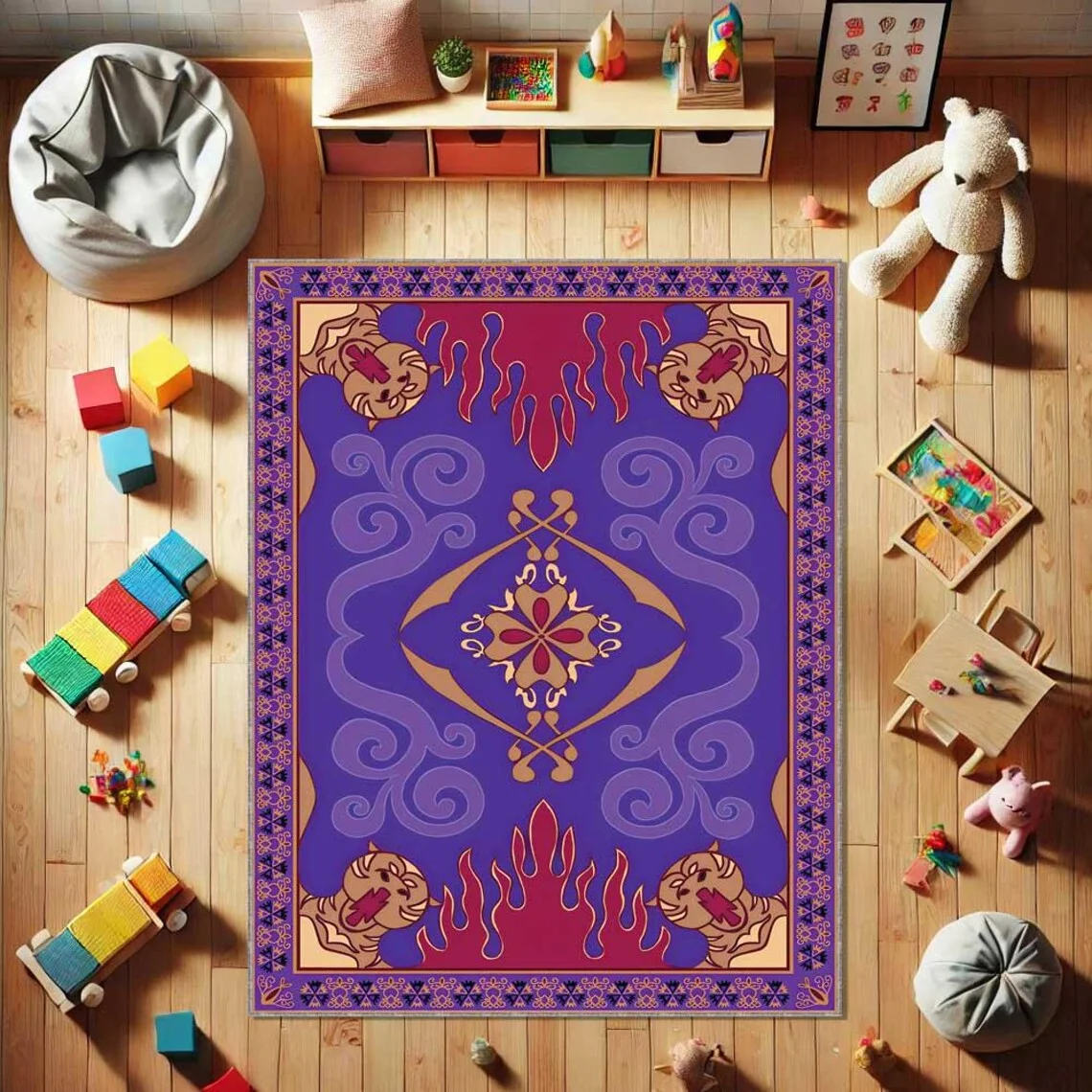 Aladdin Magic Carpet Ethnic Minimalist Aesthetic Area Rug for Living Room Bedroom Non Slip Floor Mat Home Decor