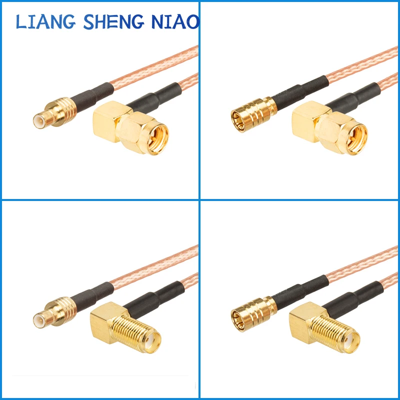 Cabo coaxial RG316 para cabo RF, SMA macho e fêmea, conector de ângulo reto, crimp para cabo, baixa perda, entrega rápida, 0.1-20m