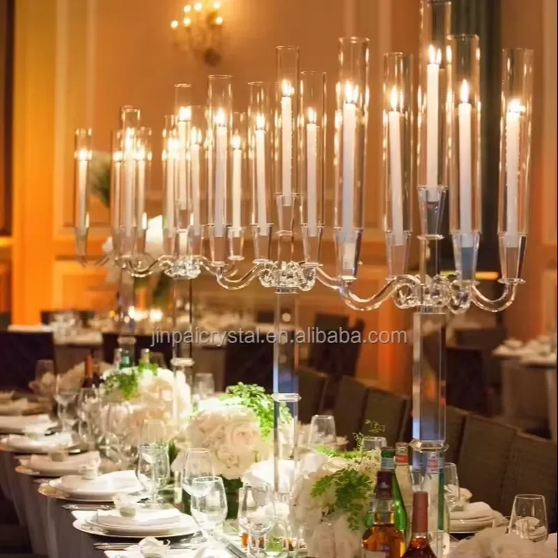 Gold mercury crystal five arms handmade European candlestick wholesale retro candlestick wedding home decoration