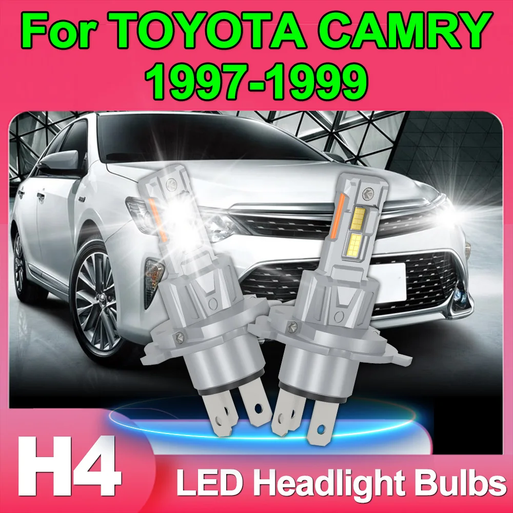 

For TOYOTA CAMRY 1997-1999 2PCS H4 9003 Car Headlight Bulbs 6000K White Fanless In Line 9003 Headlamp HB2 Plug&Play Bulbs