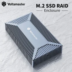 Yottamaster M.2 SATA SSD Dual Bay RAID Enclosure 2*2TB to USB3.1 GEN2 Type-C 10Gbps RAID USB Enclosure for Windows Mac OS Linux