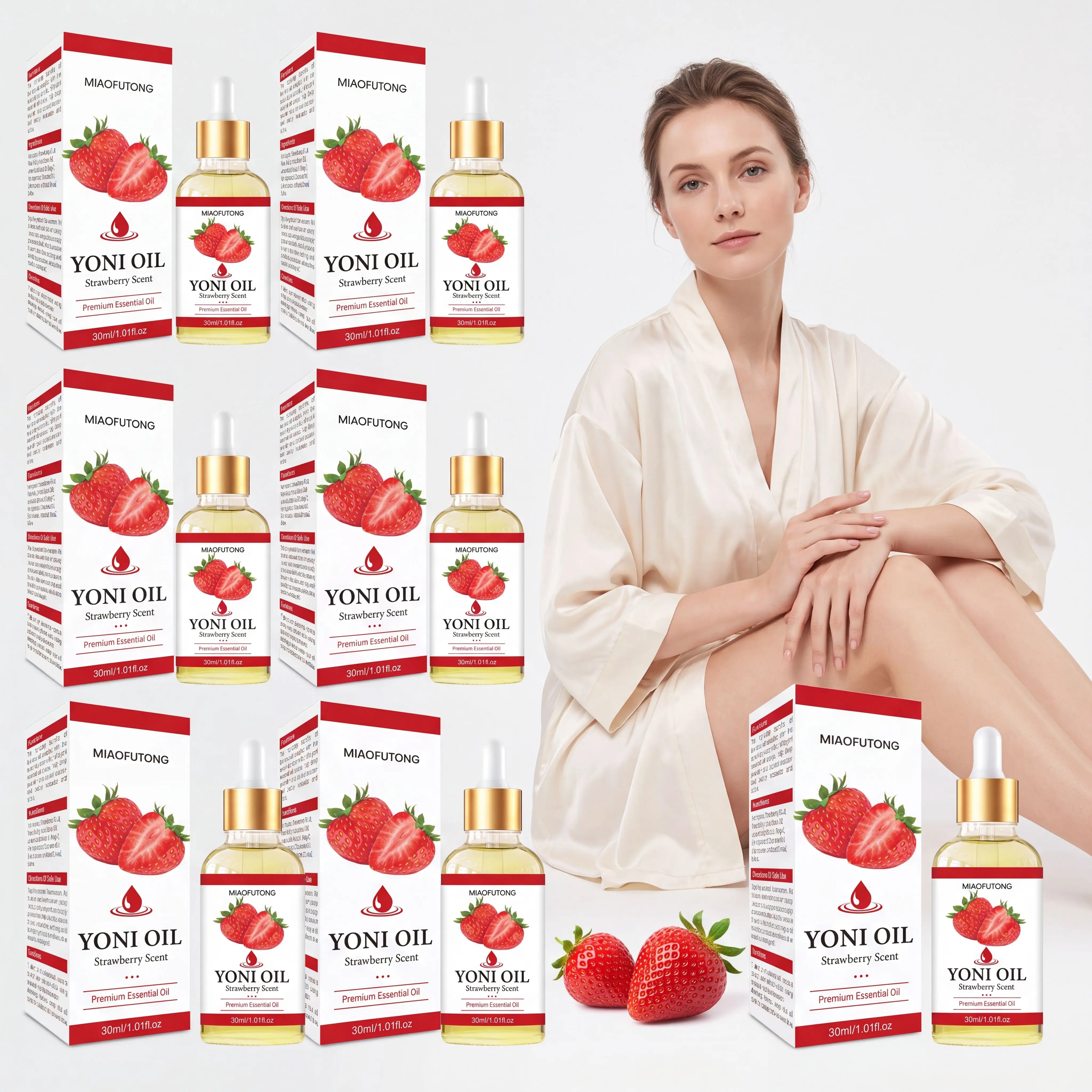 1/2Pc Strawberry Scent Intimate Care Essential Oil Gentle Private Area Body Oil Daily Intimate Body Care Oil for Women 30ml