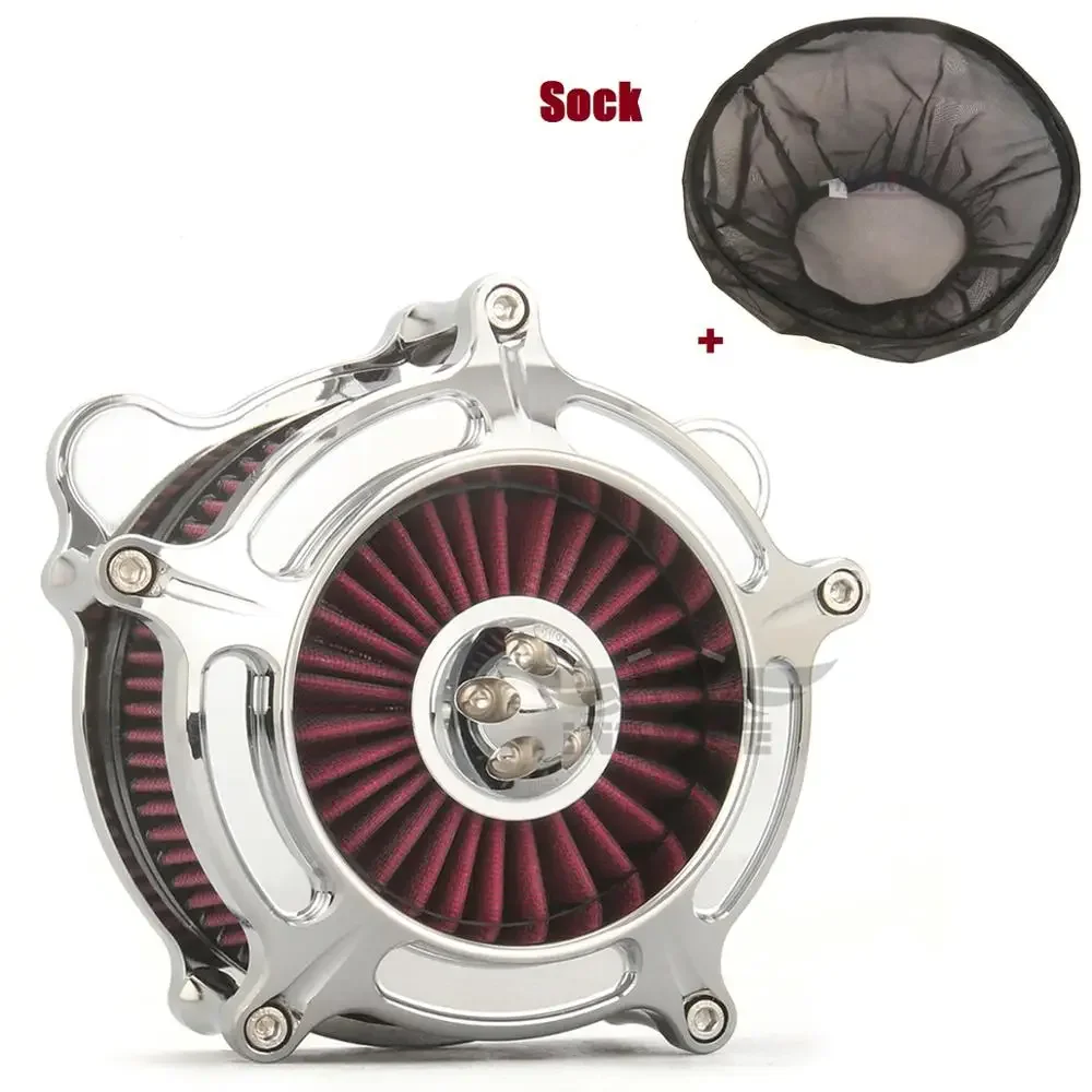 Rain sock Chromed Turbine Spike for harley sportster Spike Air Cleaner Intake Filter for Sportster XL 883 1200 48 72 1991-2022