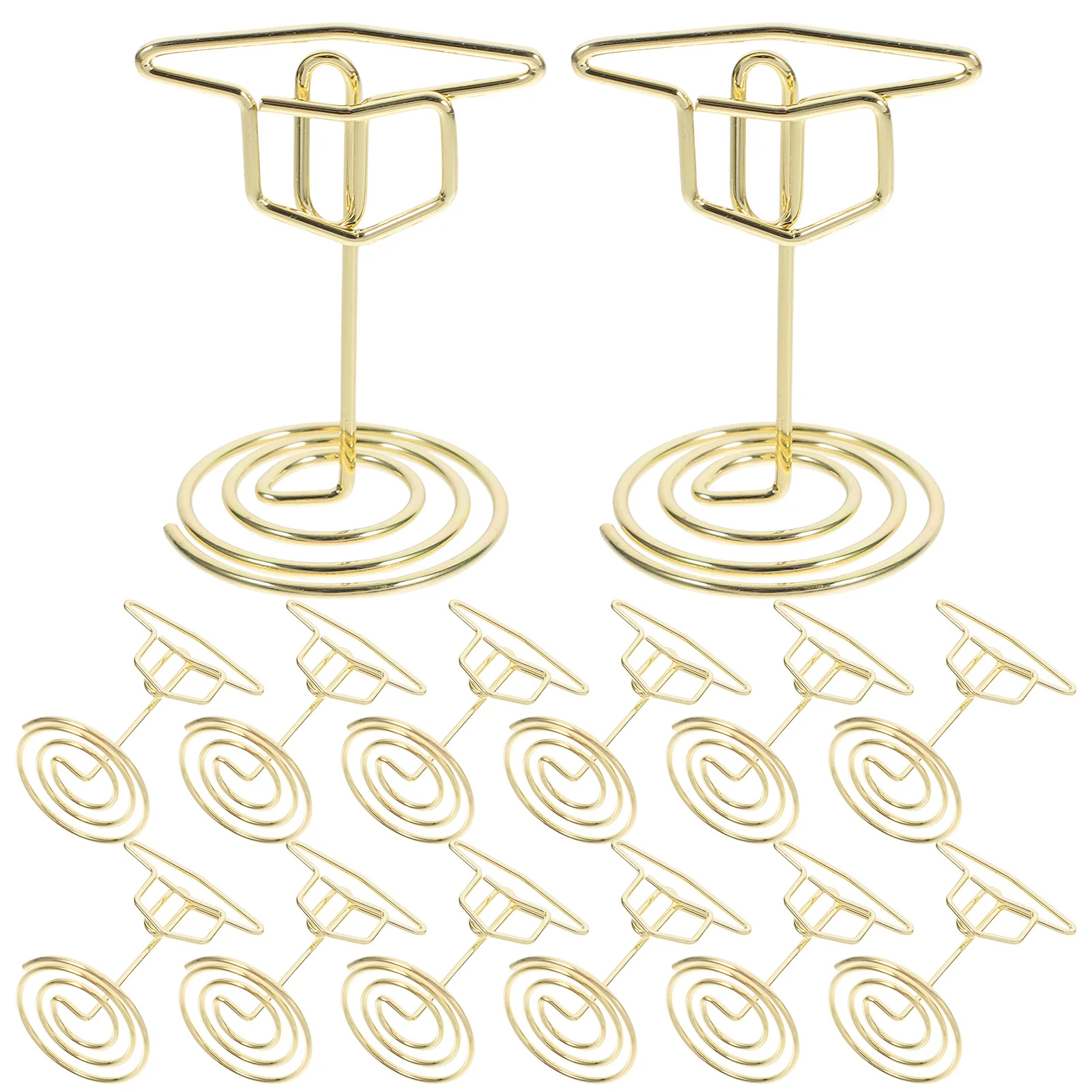 25Pcs Graduation Cap Card Holders Elegant Gold Desk Business Card Display Clips Photo Stands Mini Menu Labels Graduation Party