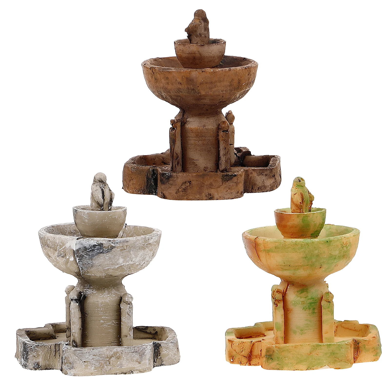 

3 Pcs Fountain Decor Micro Landscape Resin Fountain Prop Ornament Resin Prop for Garden Home Bonsai Landscaping